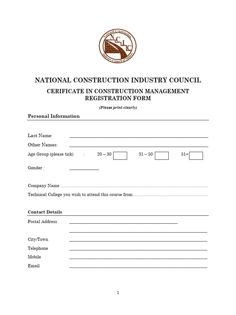 NCIC Construction Management Registration | PDF