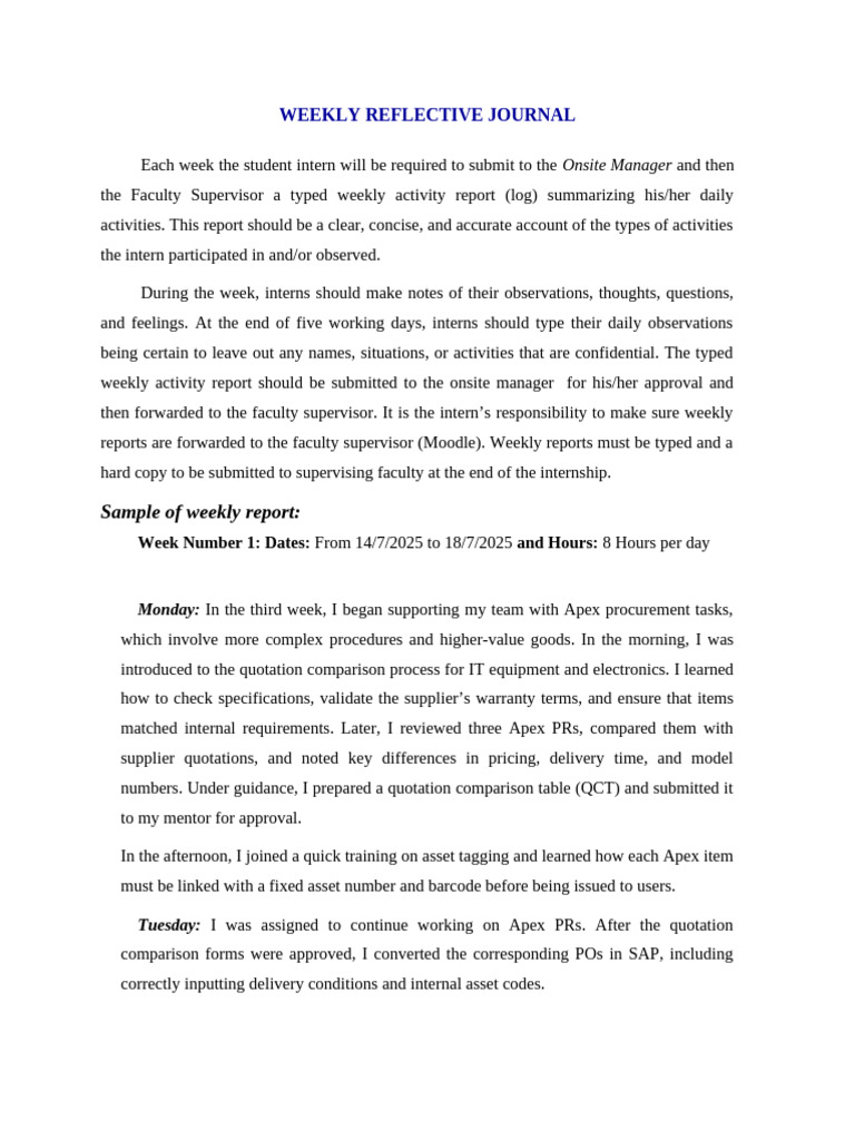Weekly Internship Activity Report | PDF | Point Of Sale | Business
