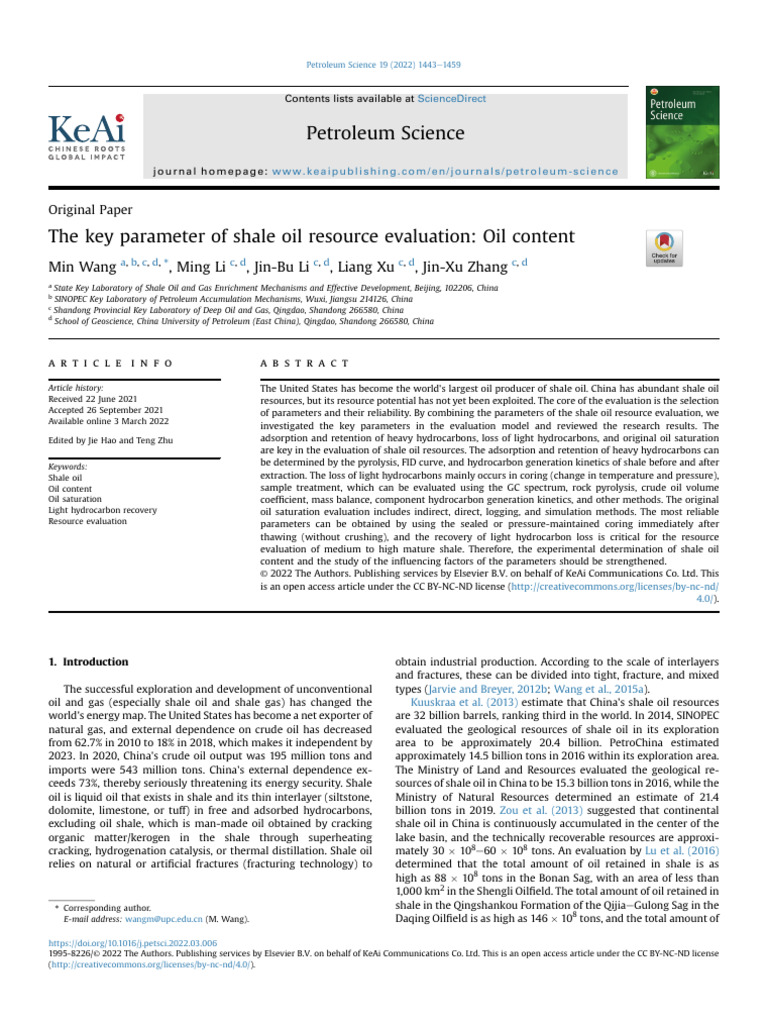 1 s2.0 S1995822622000553 Main | PDF | Petroleum | Oil Shale