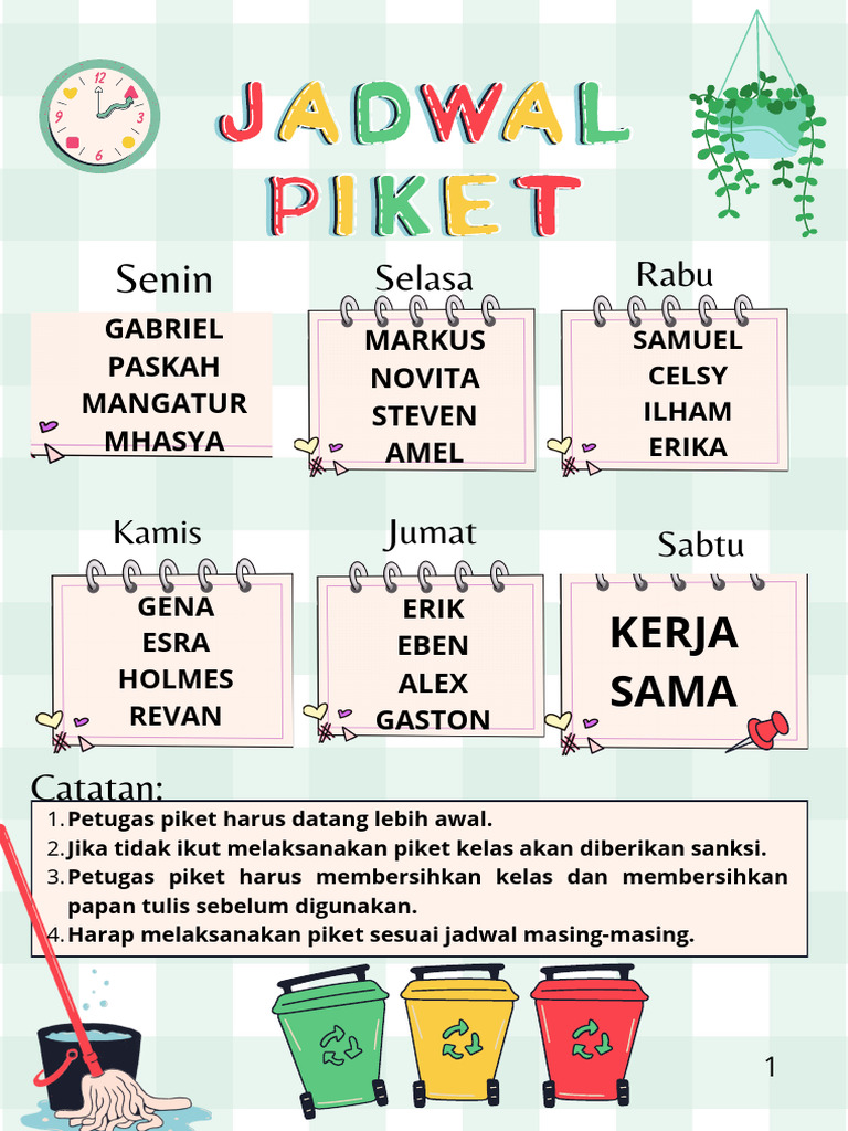 Roster Piket Kelas SMAN 2 Maliku | PDF