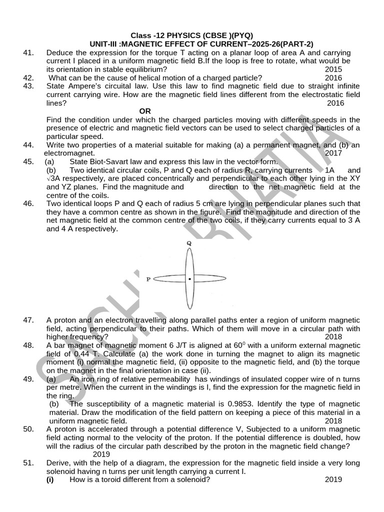 Magnetic Effects of Current: Class 12 Notes | PDF | Magnetic Field ...