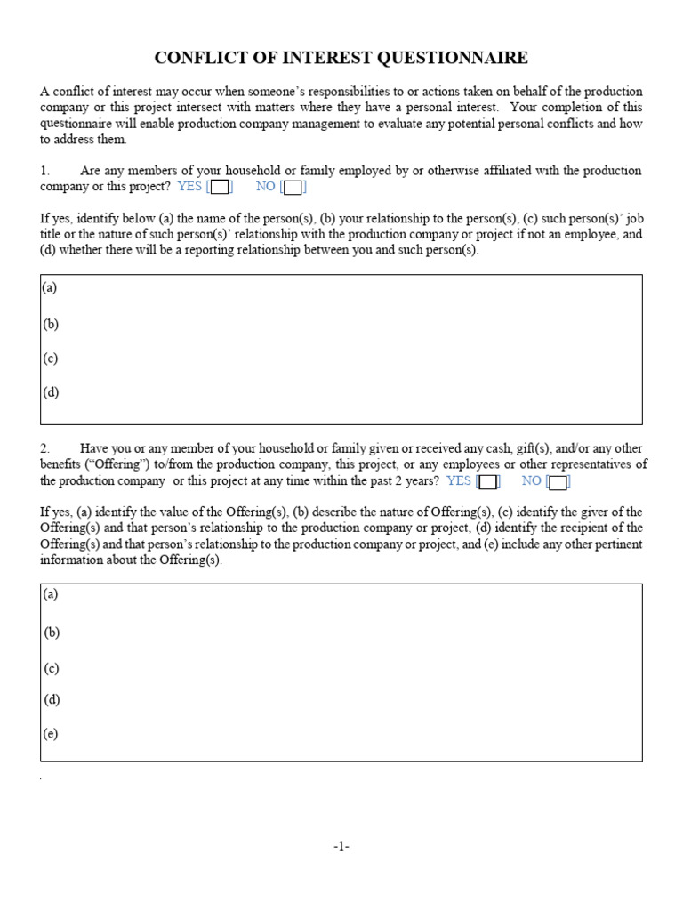 Flagship Conflict of Interest Questionnaire - Undefined | PDF