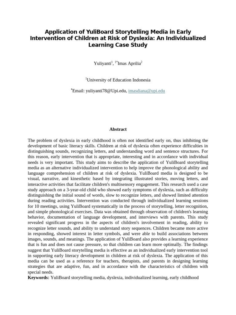 Yuliyanti Icsar 2025 Rev Indo En Us Pdf Dyslexia Storytelling