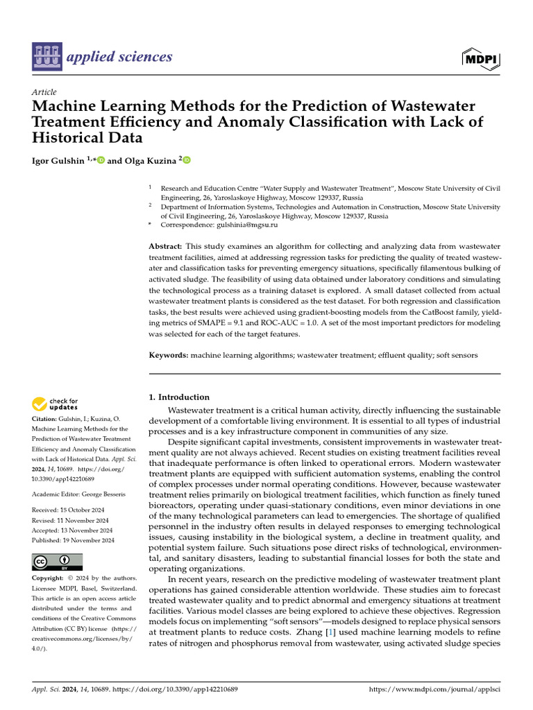 Machine Learning for Wastewater Efficiency | PDF | Statistics | Machine ...