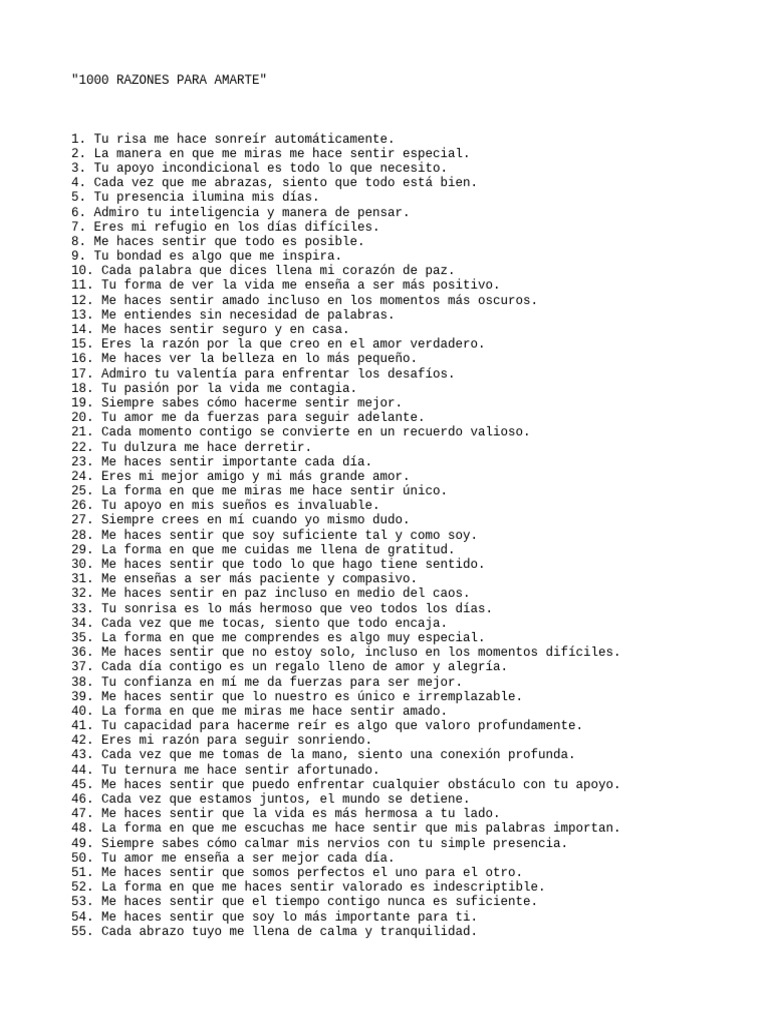 1000 Razones para Amarte | PDF | Amor | Felicidad