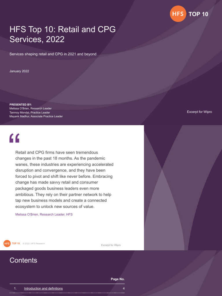 Excerpt For Wipro Retail and CPG 2022 | PDF | Retail | Analytics