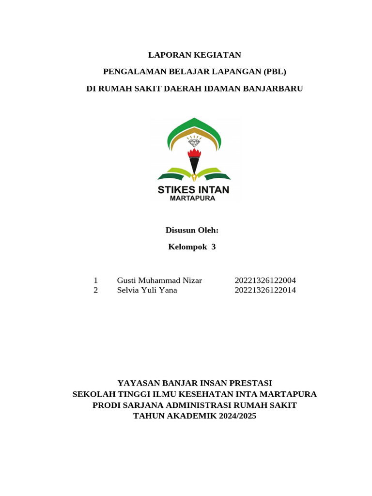 PBL di Instalasi Laboratorium RSD Banjarbaru | PDF