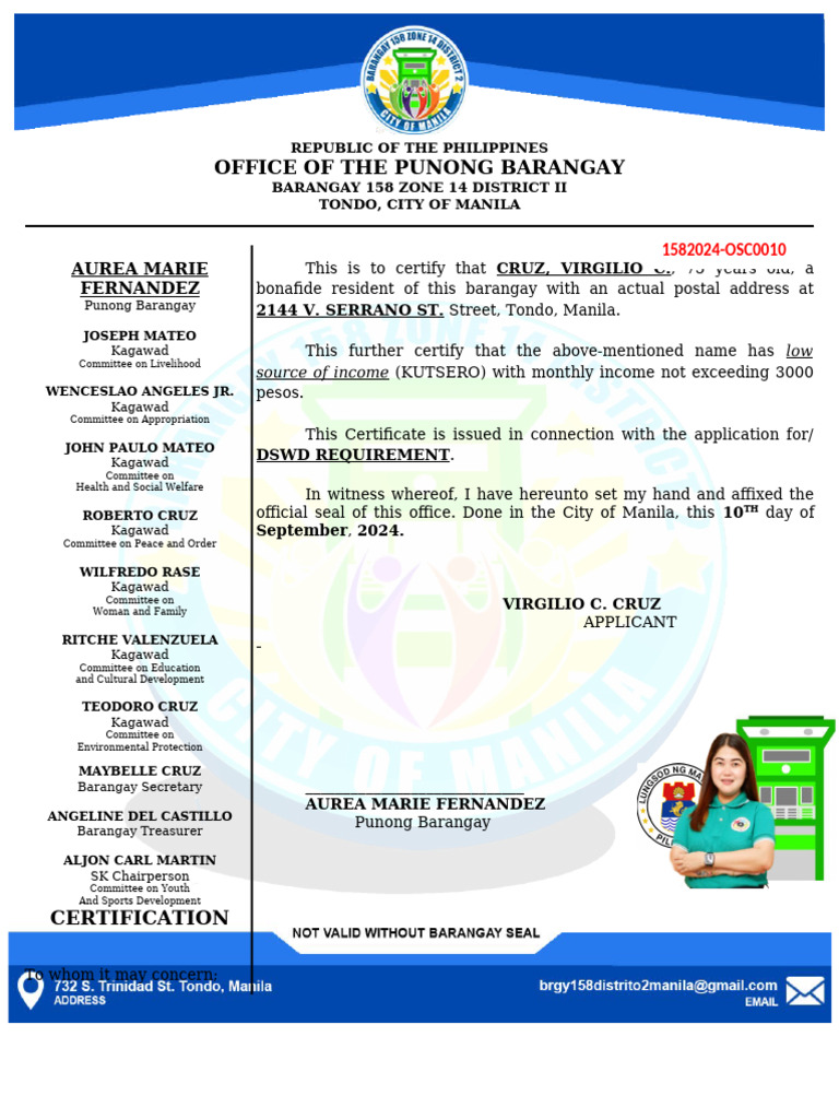 Certification of Low Income Status | PDF