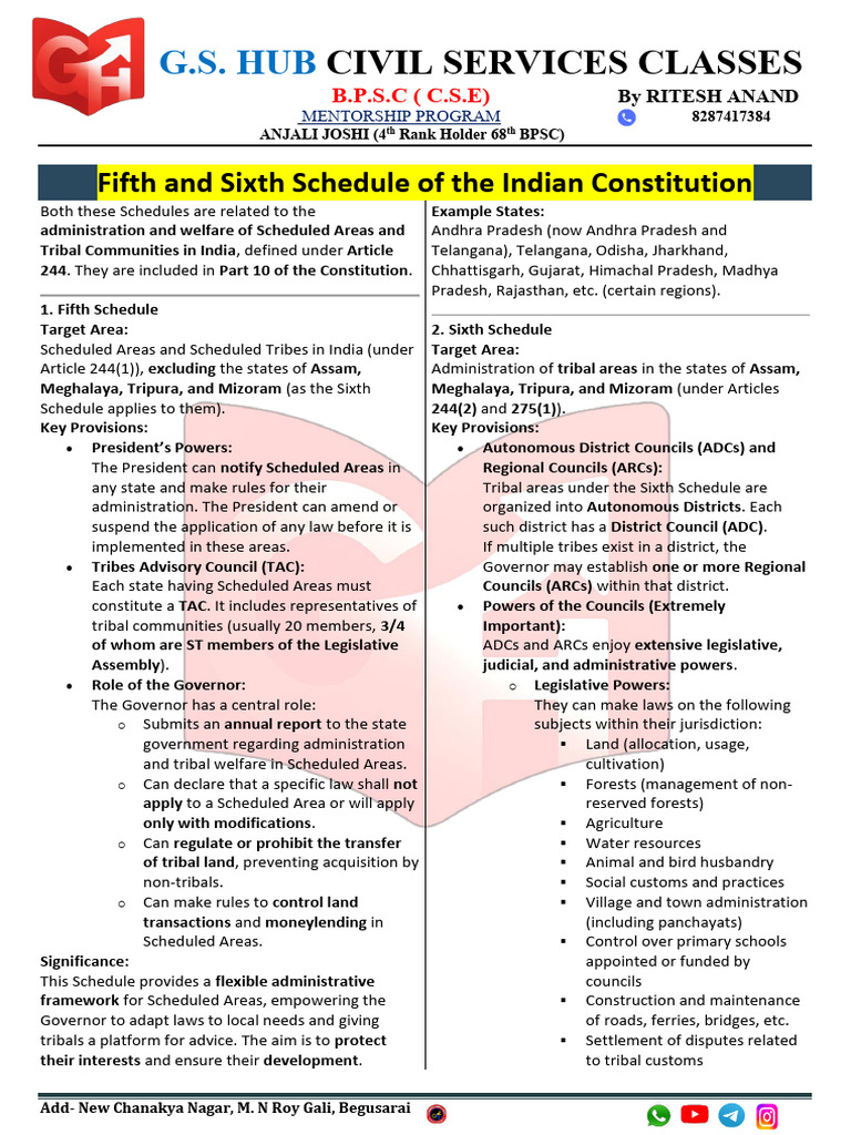 Fifth and Sixth Schedules Explained | PDF | Government | Justice