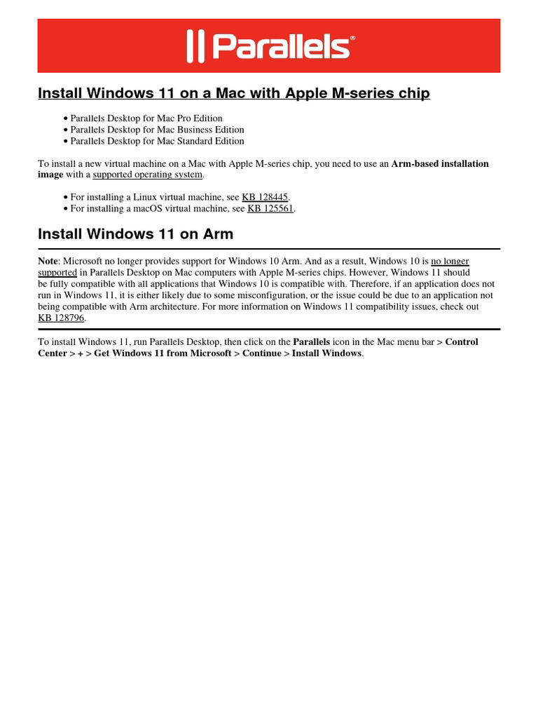 Parallels KB Article 125375 en | PDF