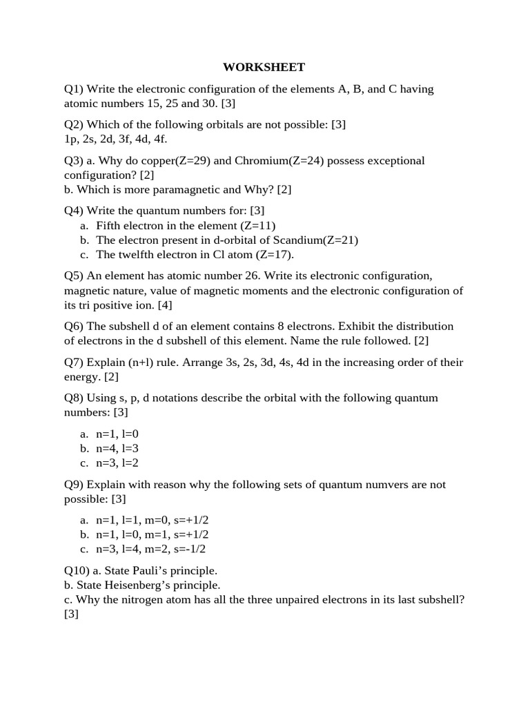 11th Quantum Numbers | PDF