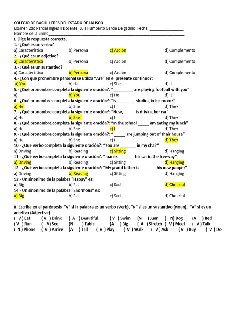 Segundo Parcial de Inglés II | PDF | Semántica | Mecánica del lenguaje