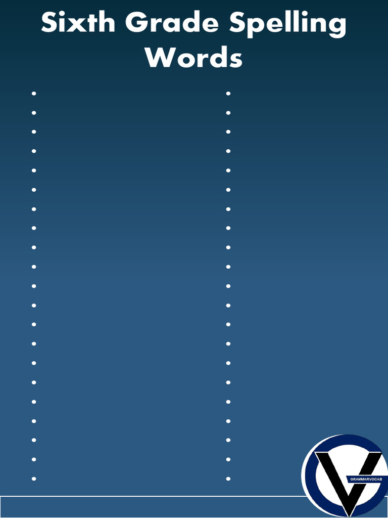Grade 6 Spelling Word List | PDF