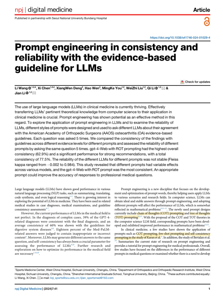 Prompt Engineering for LLM Reliability | PDF | Evidence Based Medicine