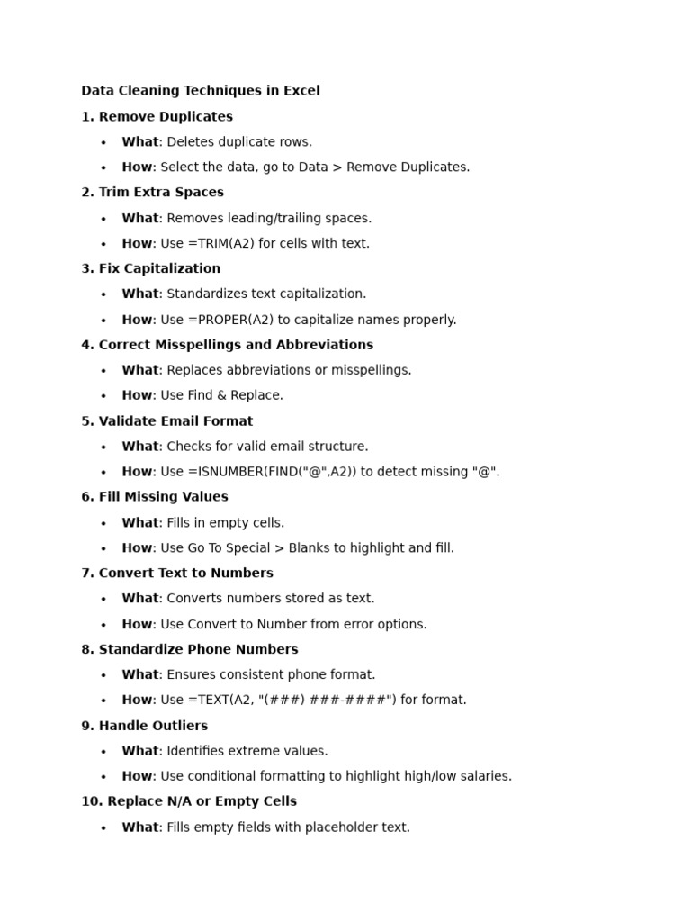 data-cleaning-techniques-in-excel-pdf-microsoft-excel-computer