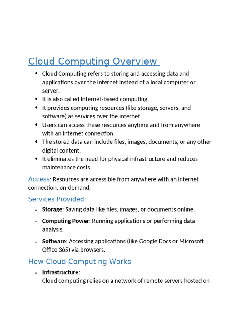 Cloud Computing Explained: Services & Benefits | PDF | Cloud Computing ...