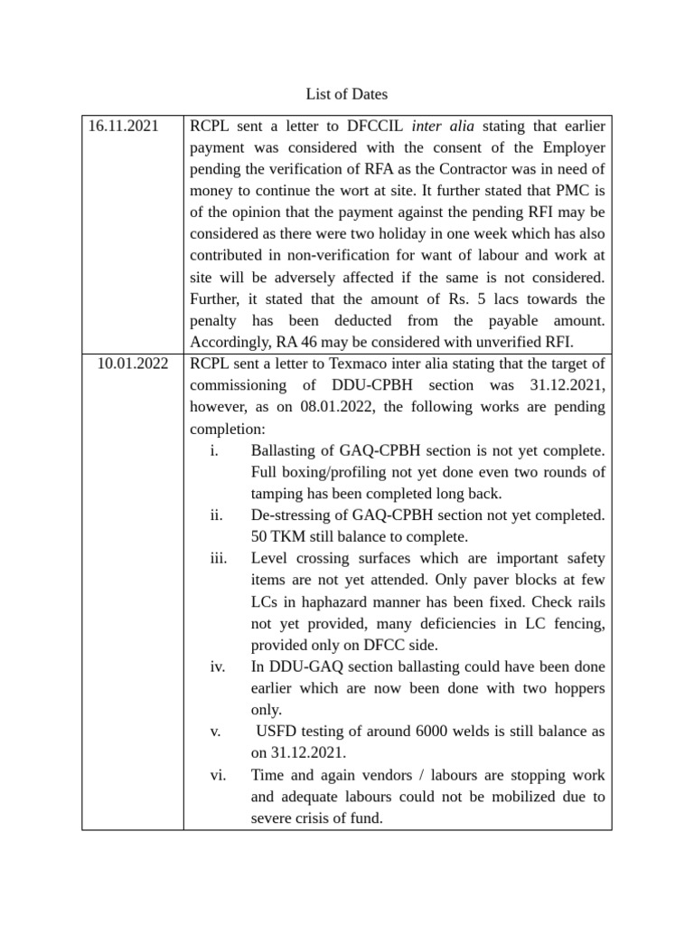 Letter for Work Delay Notification | PDF