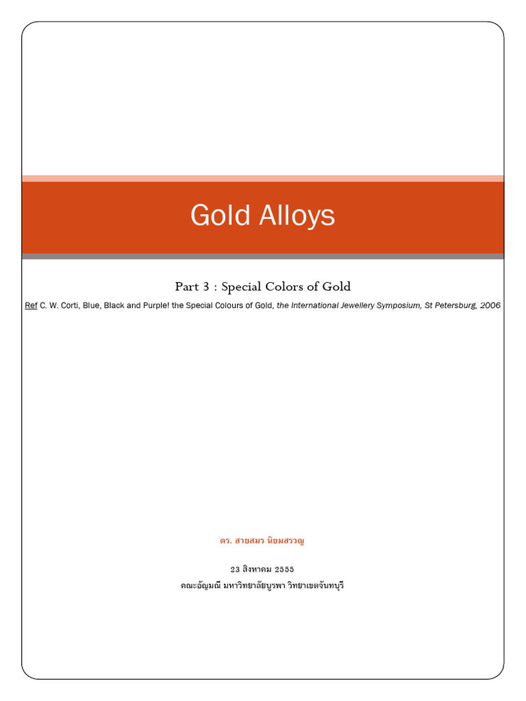 Gold Alloys: Part 3: Special Colors of Gold | PDF