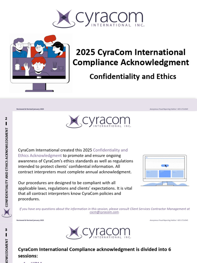 CyraCom 2025 Ethics & Confidentiality Guide | PDF | Confidentiality ...