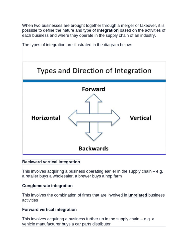 Types and Benefits of Business Integration | PDF | Outsourcing | Supply ...