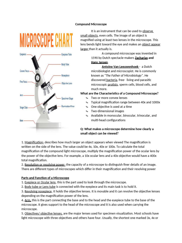 Lesson 2 Compound Microscope | PDF | Microscope | Equipment