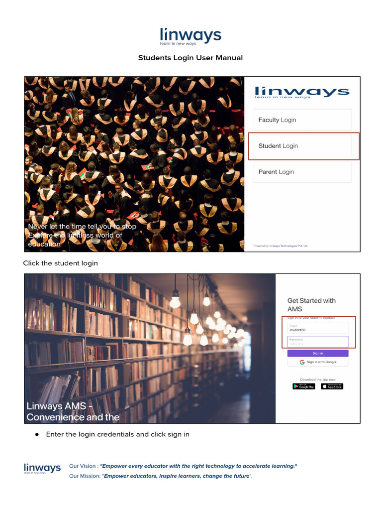 Prolearn LMS Student Login Guide | PDF | Menu (Computing) | Learning