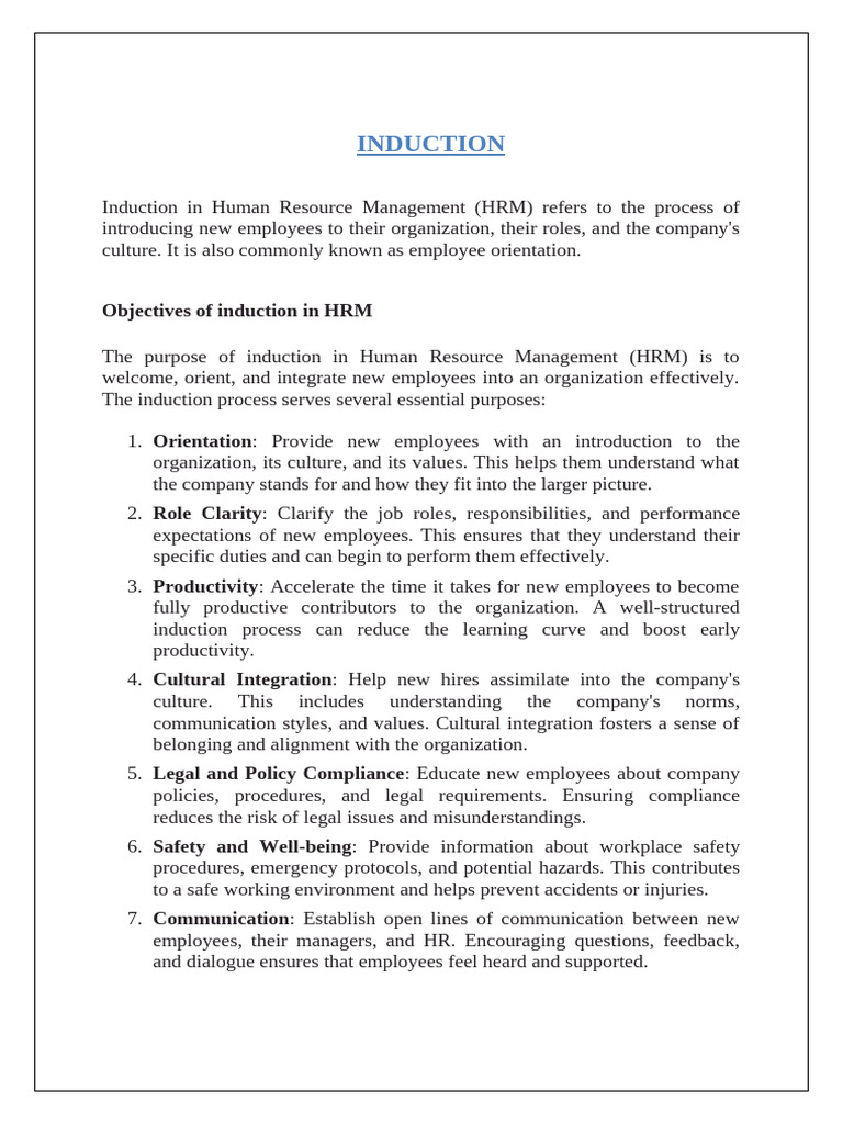Induction Process in HRM Explained | PDF | Employee Retention | Employment