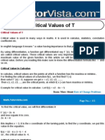 Critical Values of T
