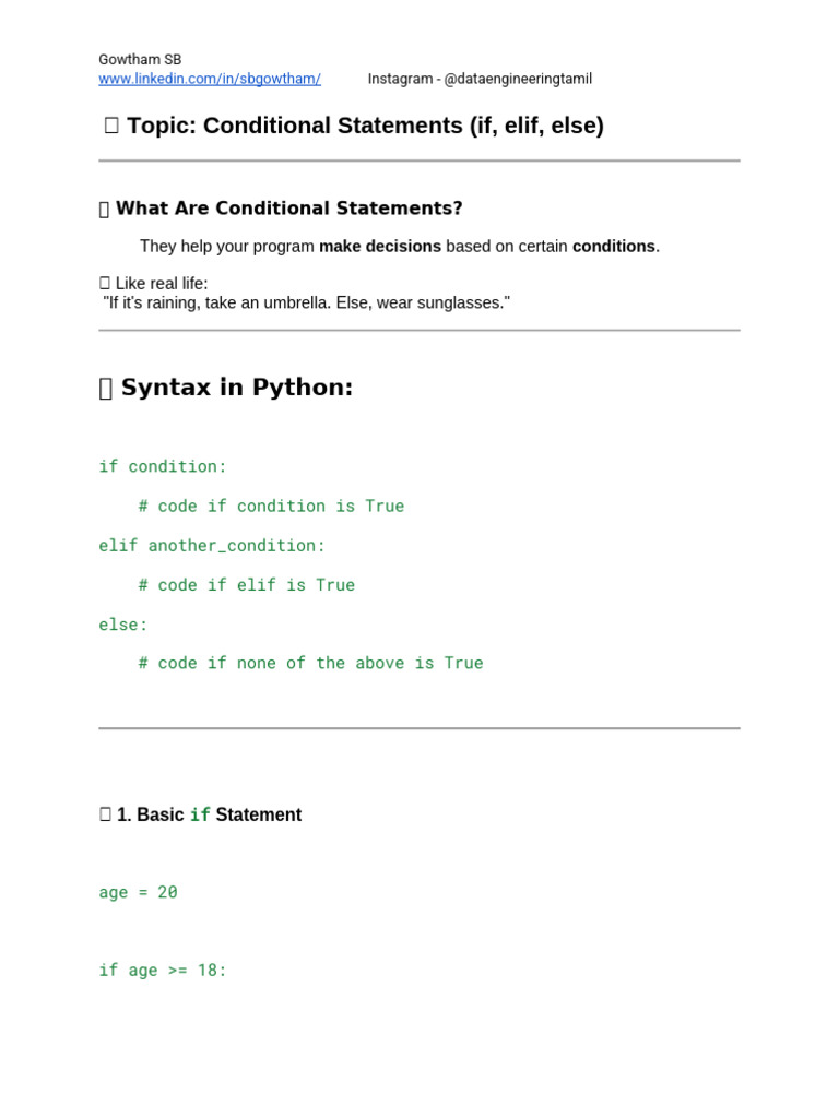 Understanding Python Conditional Statements | PDF | Computing ...