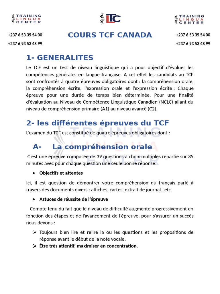 Guide complet du TCF Canada | PDF | Blog | Héritage culturel
