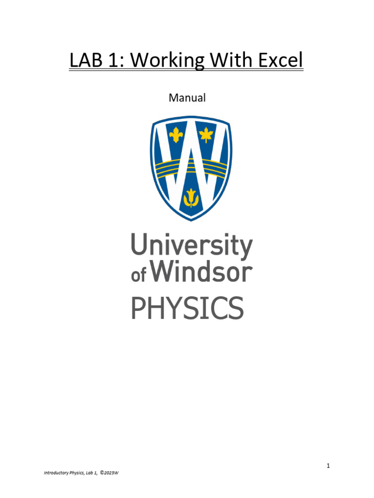 Excel Basics for Introductory Physics Lab | PDF | Microsoft Excel ...
