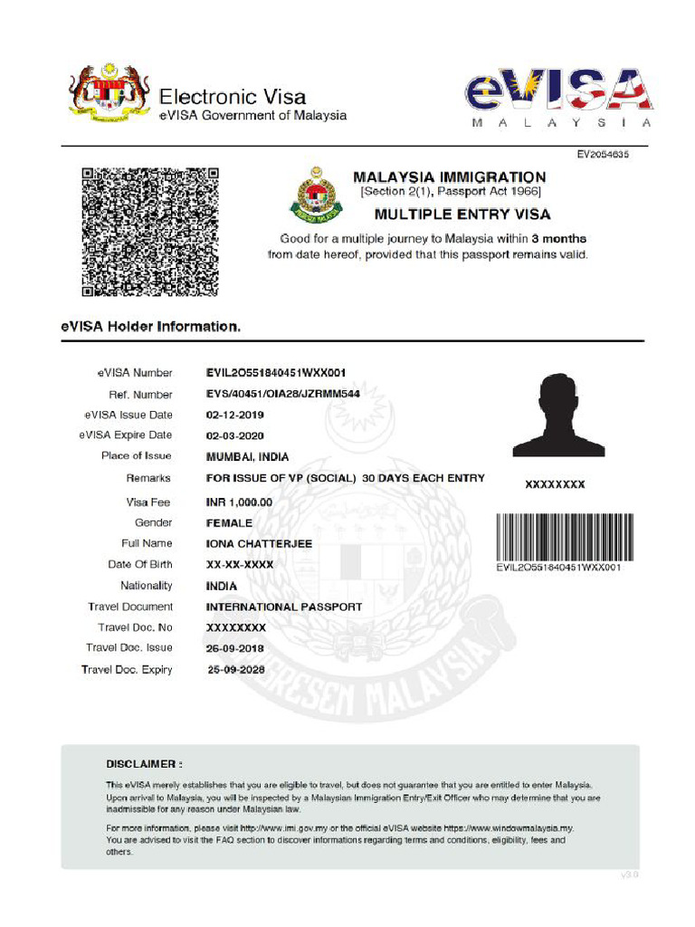 Sample Malaysia Visa | PDF