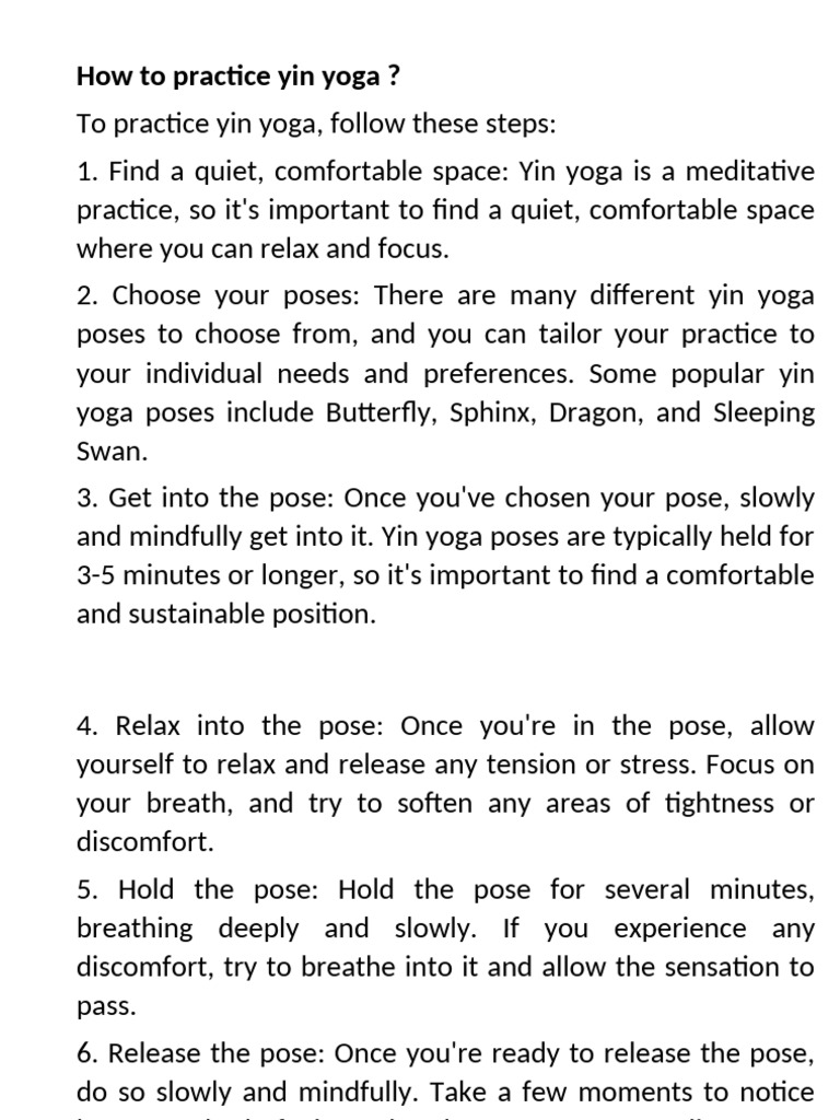 Beginner's Guide to Yin Yoga Practice | PDF