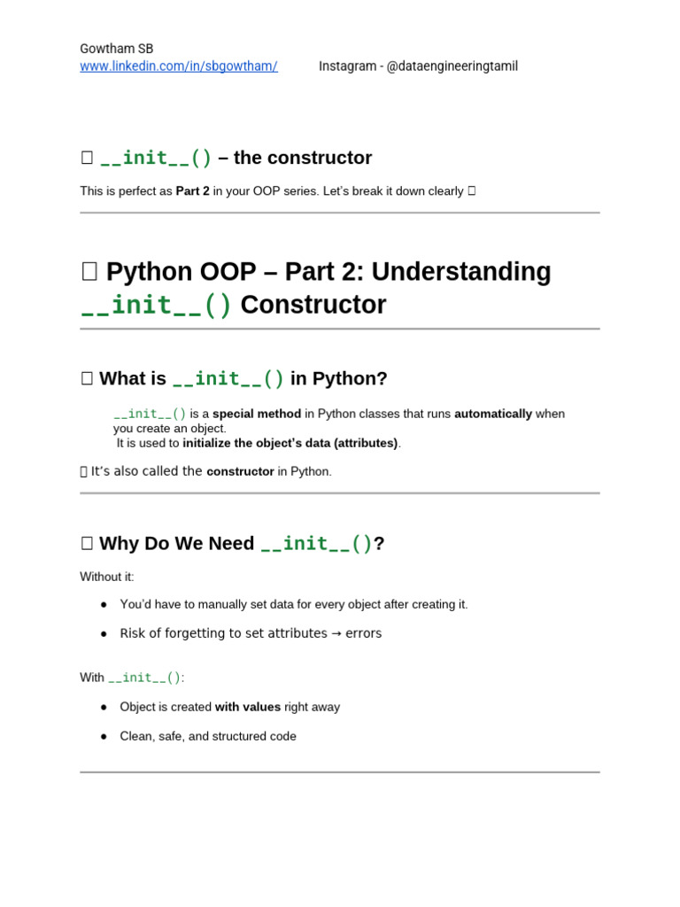 Understanding Python's __init__() Constructor | PDF | Constructor ...