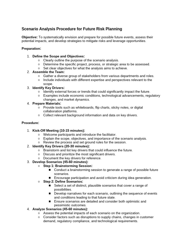 Scenario Analysis for Risk Planning | PDF | Scenario Planning | Risk