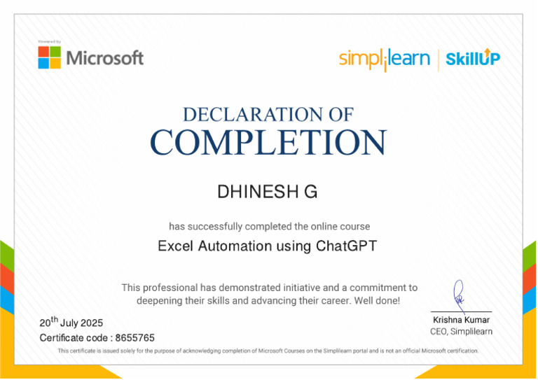 Simplilearn Certificate | PDF