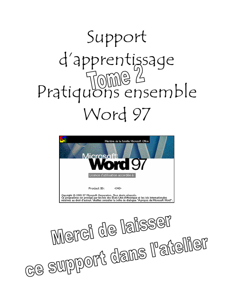 Guide pratique Word 97 - Tome 2 | PDF | Microsoft Word | Fichier ...