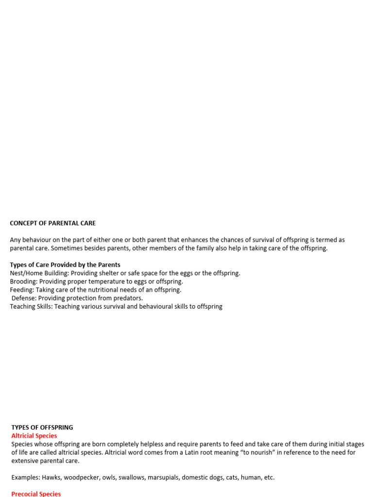 Understanding Parental Care Types | PDF | Fertilisation | Egg