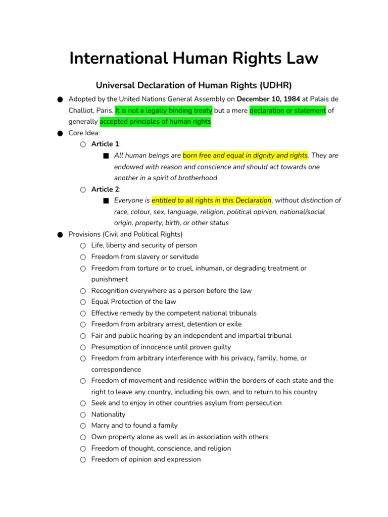 Overview of International Human Rights Law | PDF | Gender Equality ...