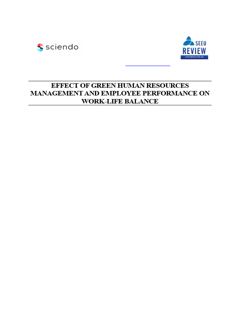 Effect of Green Human Resources Management and Employee Performance On ...