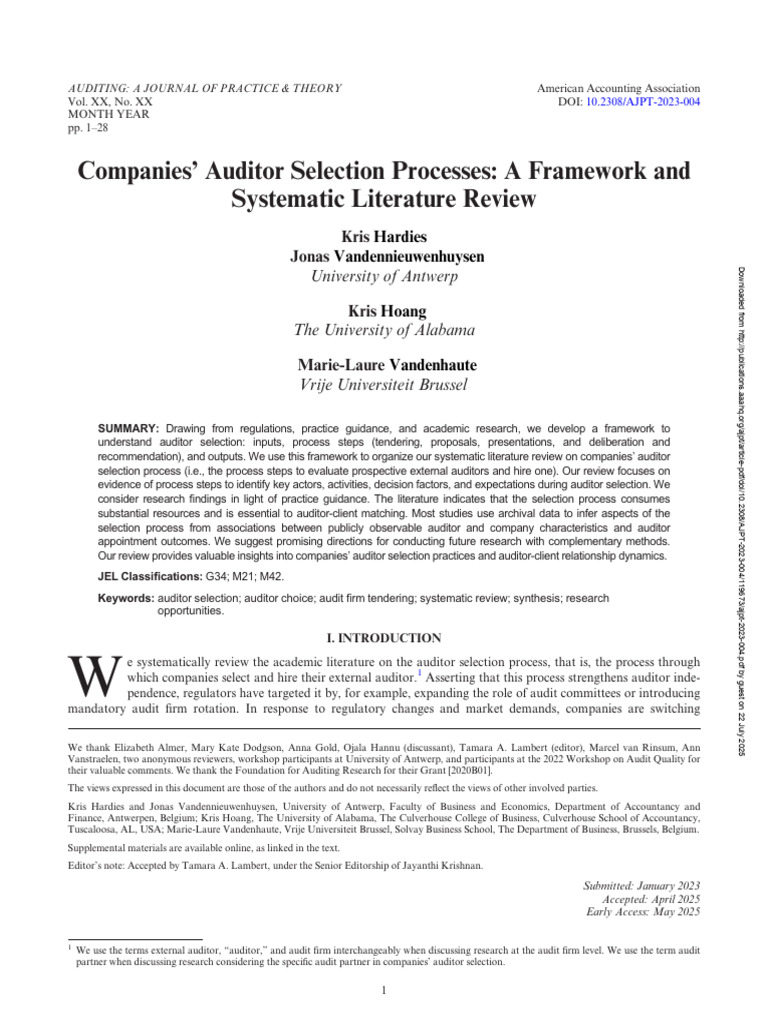 Auditor Selection Process Framework Review | PDF | Audit | Systematic ...