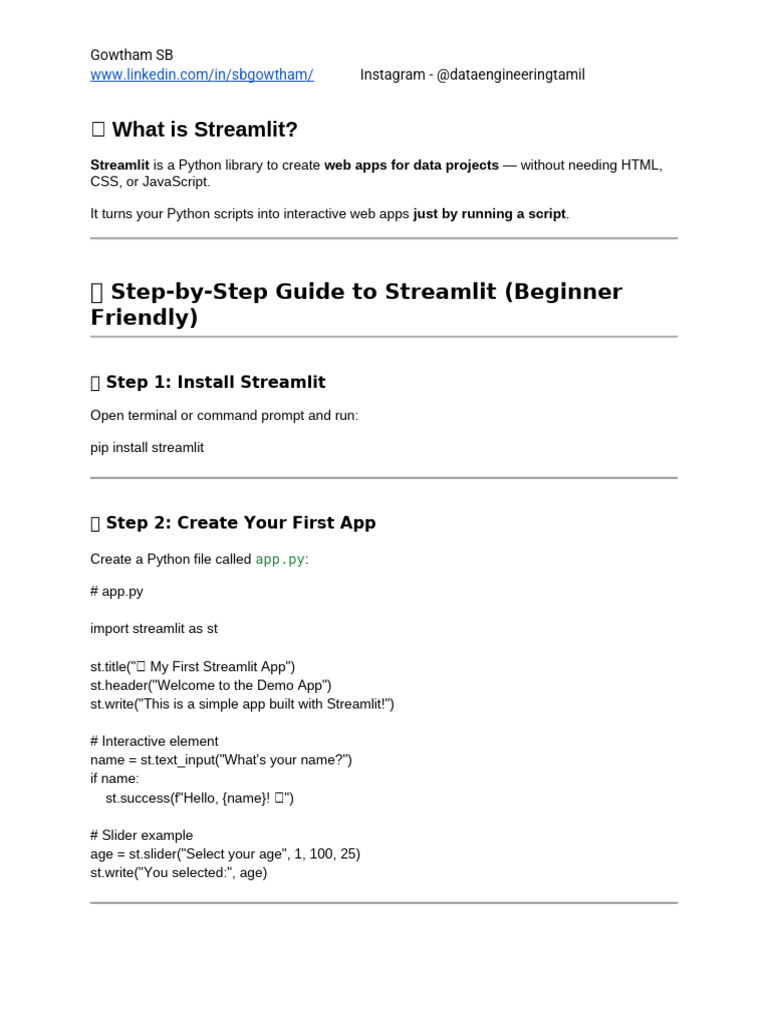 Streamlit: Simple Web App Guide | PDF | Web Application | Python ...