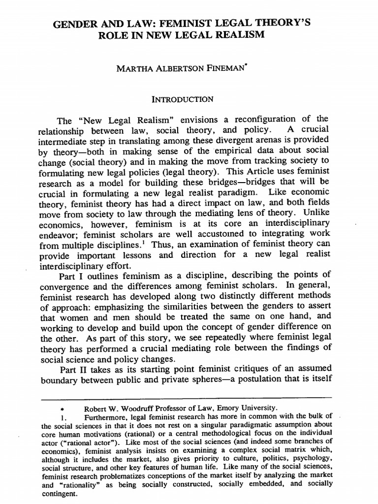 Feminist Theory in New Legal Realism | PDF | Gender Studies | Feminism