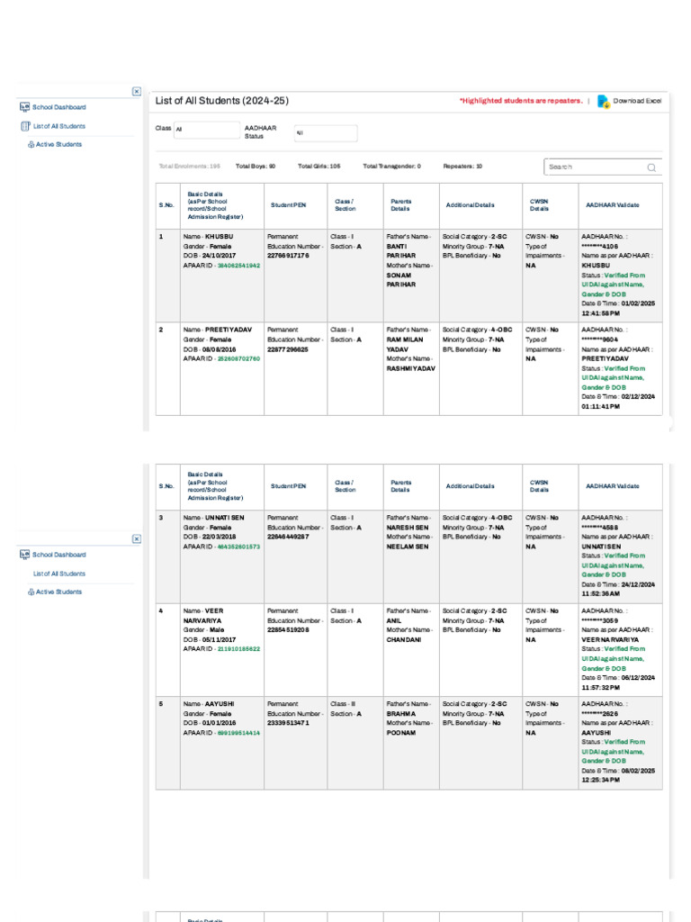 UDISE+ Student Module 1-10 Apar | PDF | Gender | Gender Studies