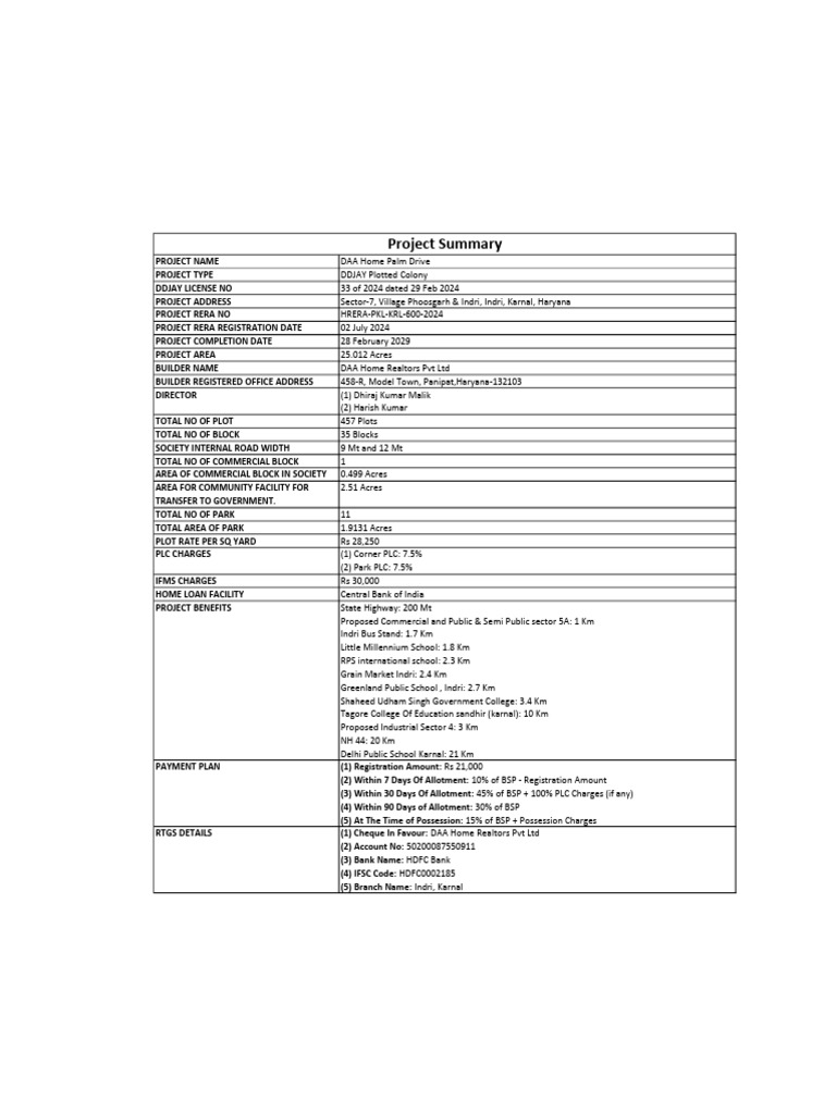 DAA Home Palm Drive Project Overview | PDF