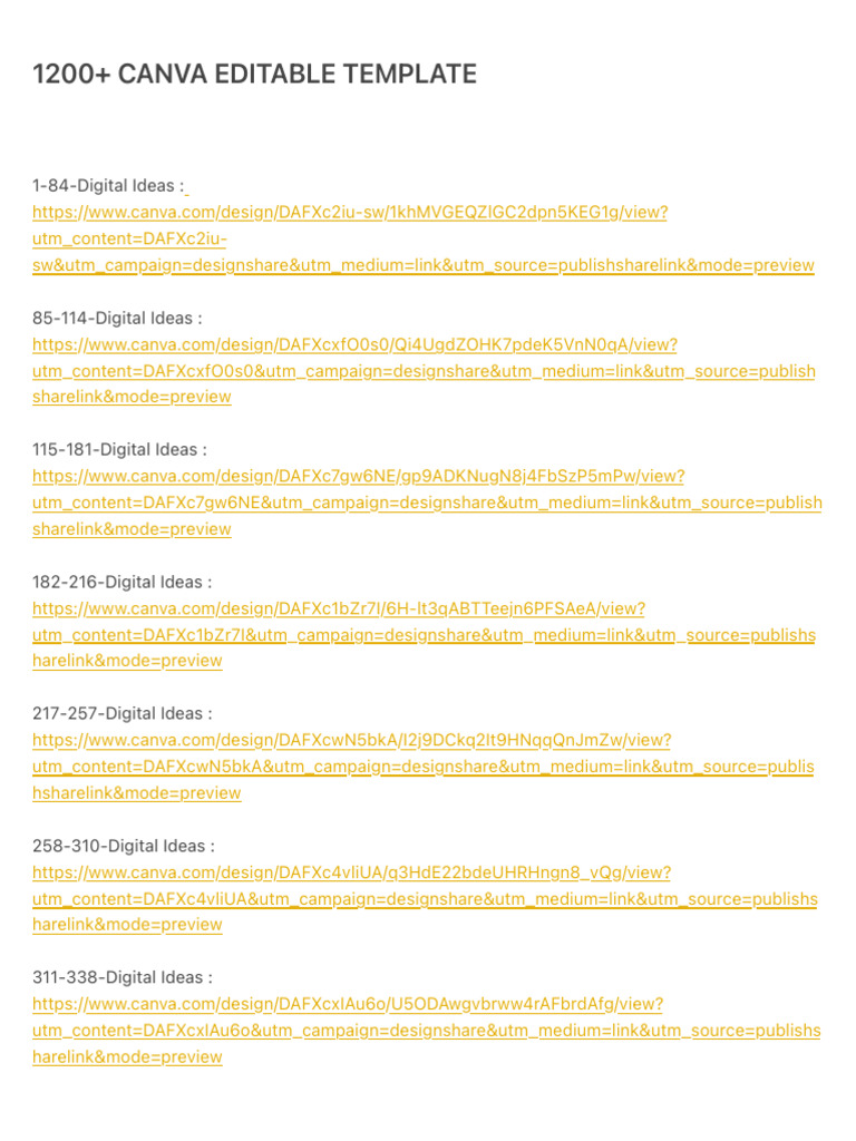 1200 Editable Canva Templates Pdf
