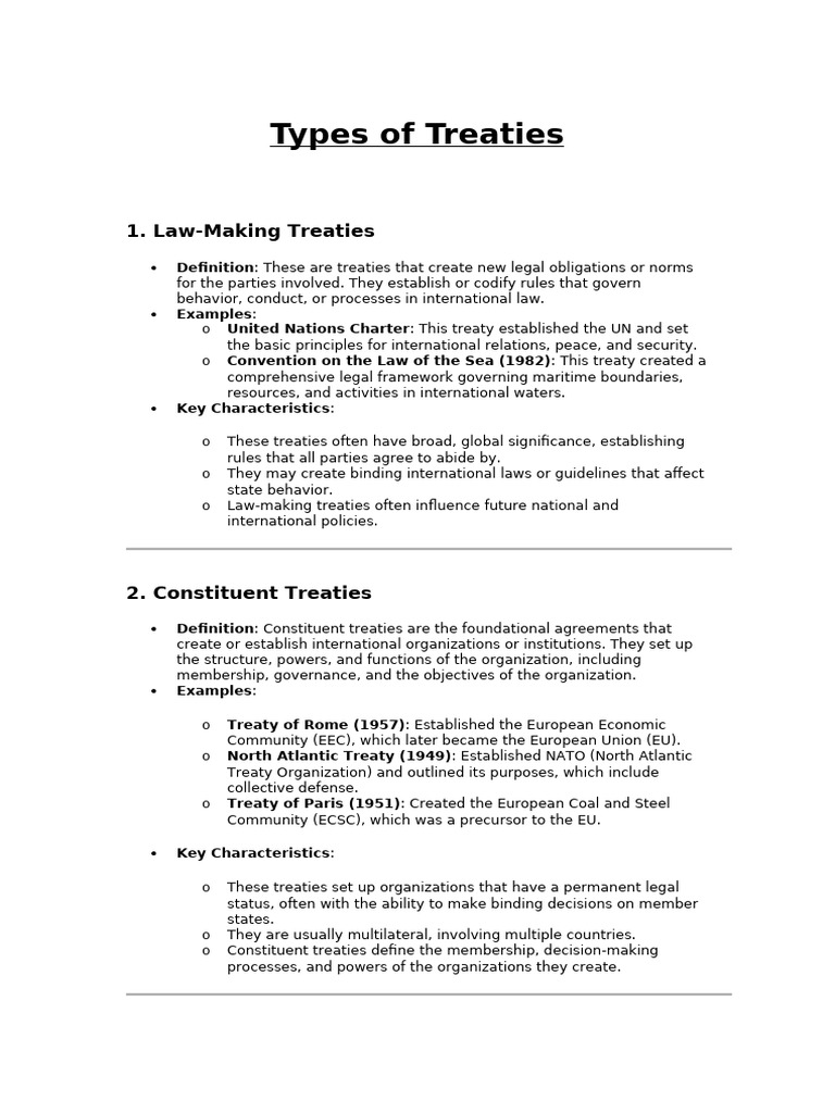 Types of International Treaties Explained | PDF | Treaty ...