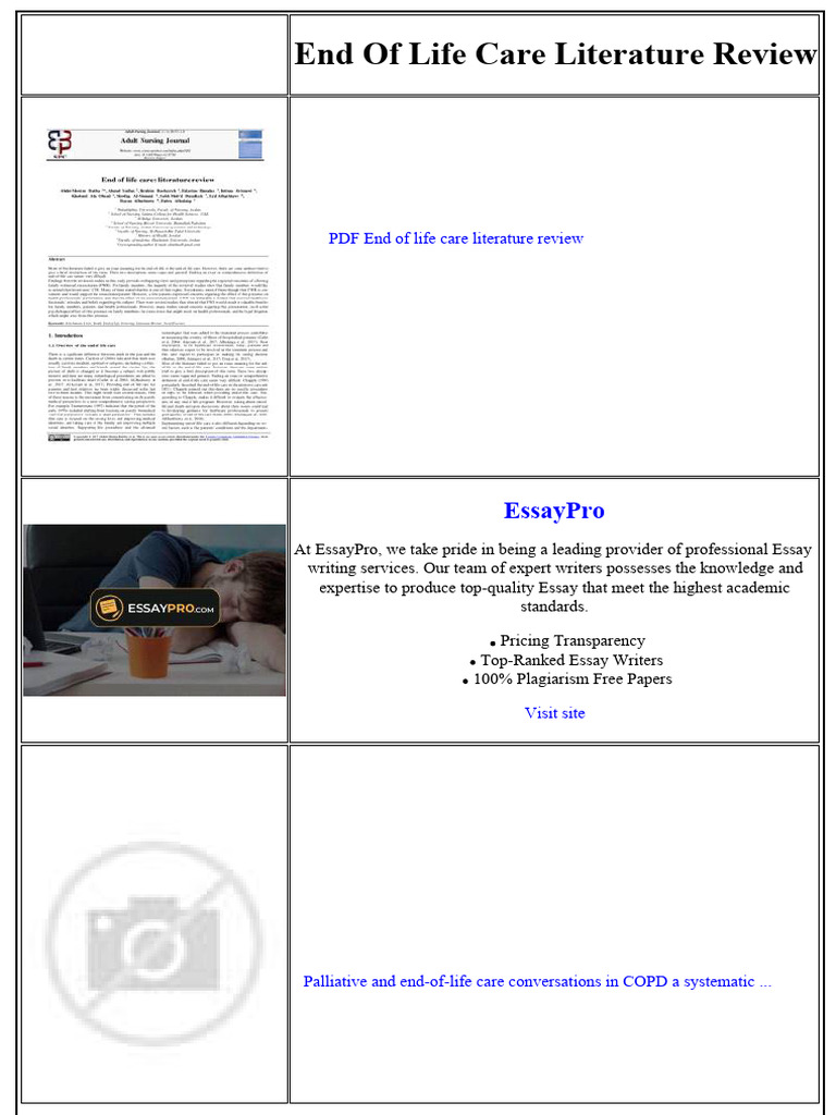 End of Life Care Literature Review | PDF | End Of Life Care ...