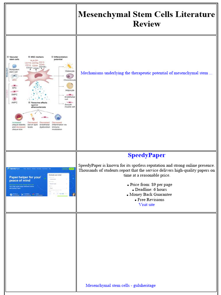 Mesenchymal Stem Cells Literature Review | PDF | Mesenchymal Stem Cell ...