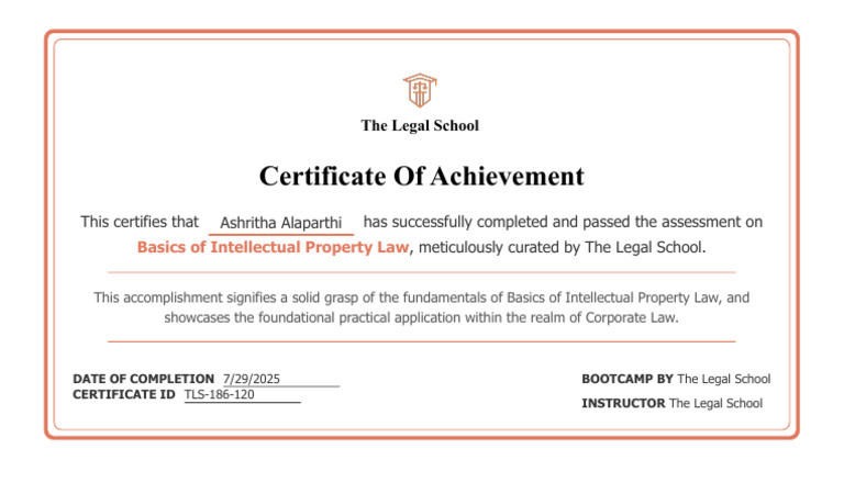 IPR Bootcamp Completion Certificate | PDF